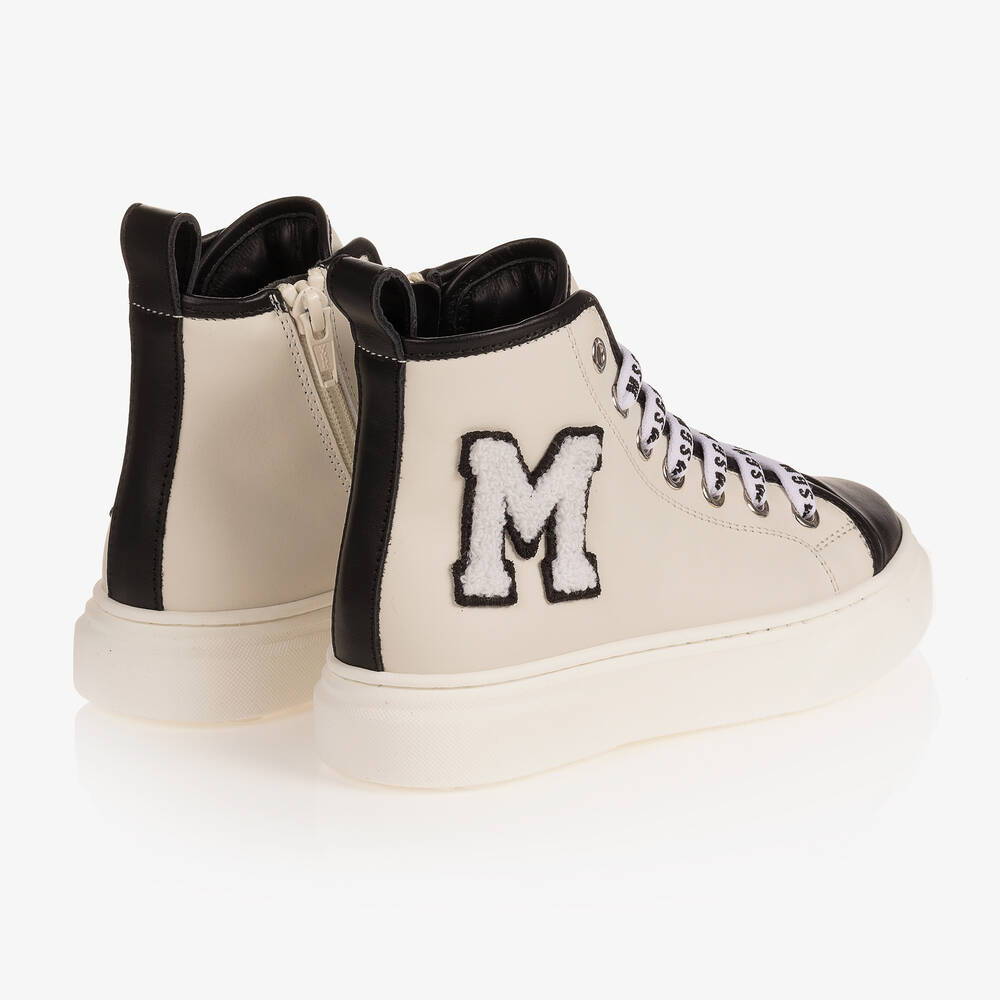 MSGM-Ivory & Black High-Top Trainers | Childrensalon Outlet