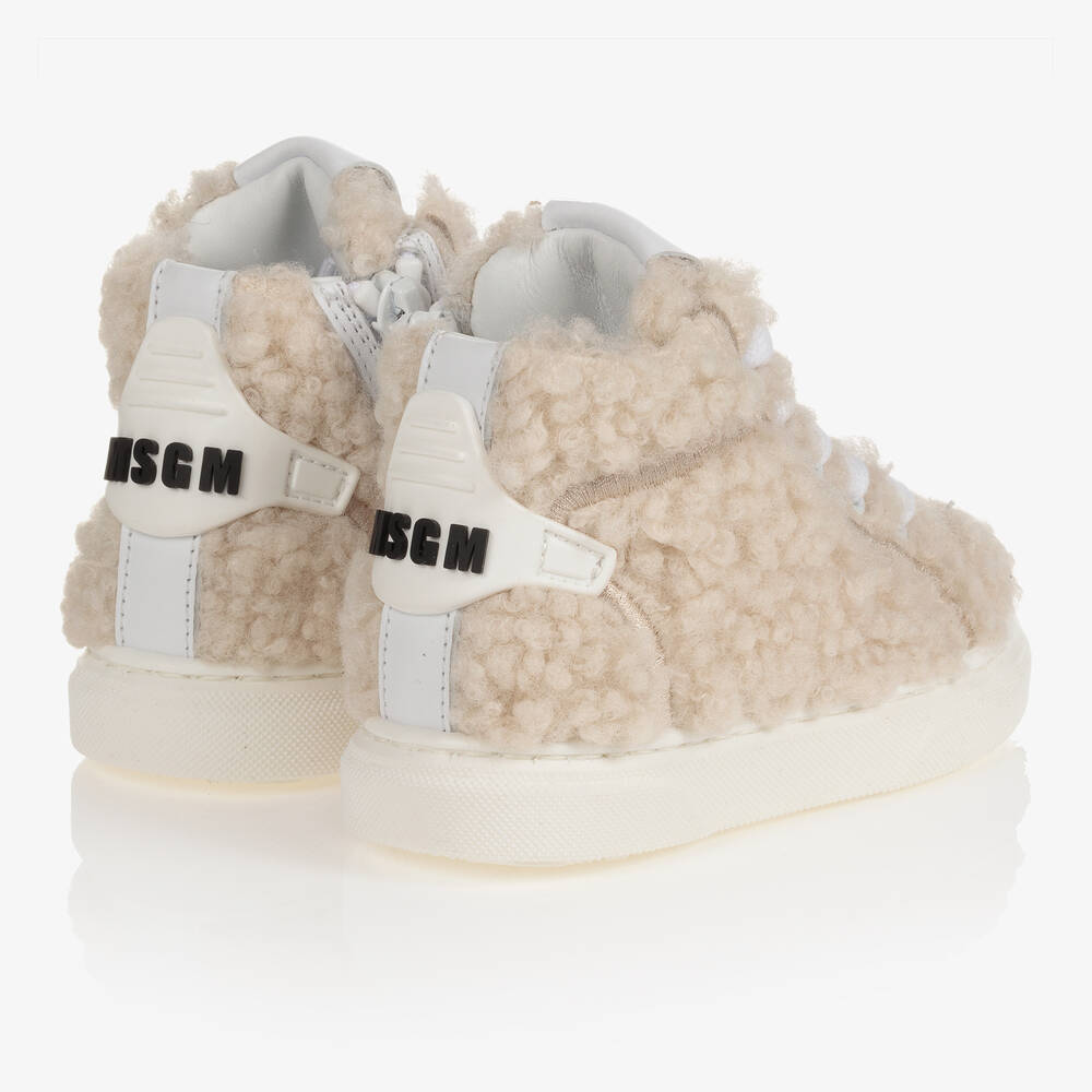 MSGM-Ivory Teddy Fleece Trainers | Childrensalon Outlet