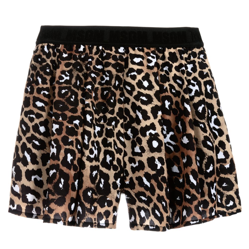 MSGM-Leopard Print Chiffon Shorts  | Childrensalon Outlet