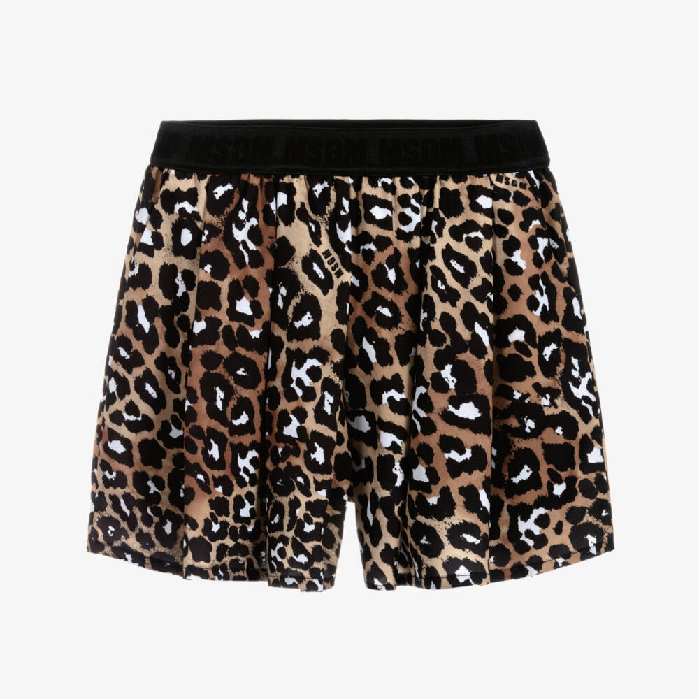 MSGM-Leopard Print Chiffon Shorts  | Childrensalon Outlet
