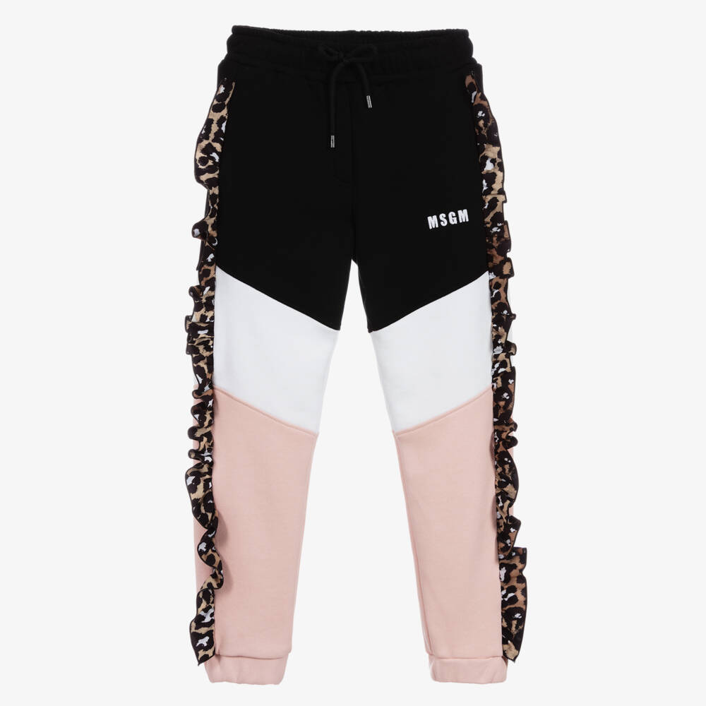 MSGM-Pink & Black Cotton Joggers | Childrensalon Outlet