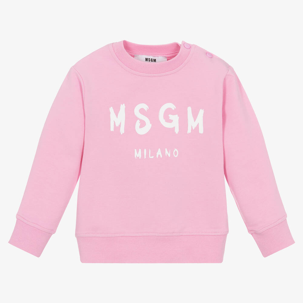 MSGM - سويتشيرت قطن جيرسي لون زهري للأطفال | Childrensalon