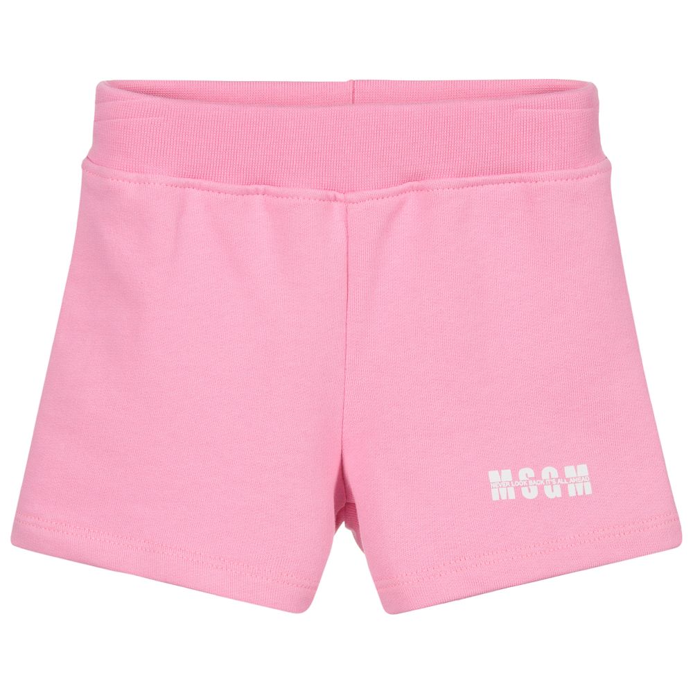 MSGM - Розовые хлопковые шорты с логотипом для малышей | Childrensalon