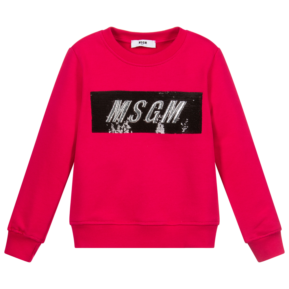 MSGM - Pink Cotton Logo Sweatshirt | Childrensalon