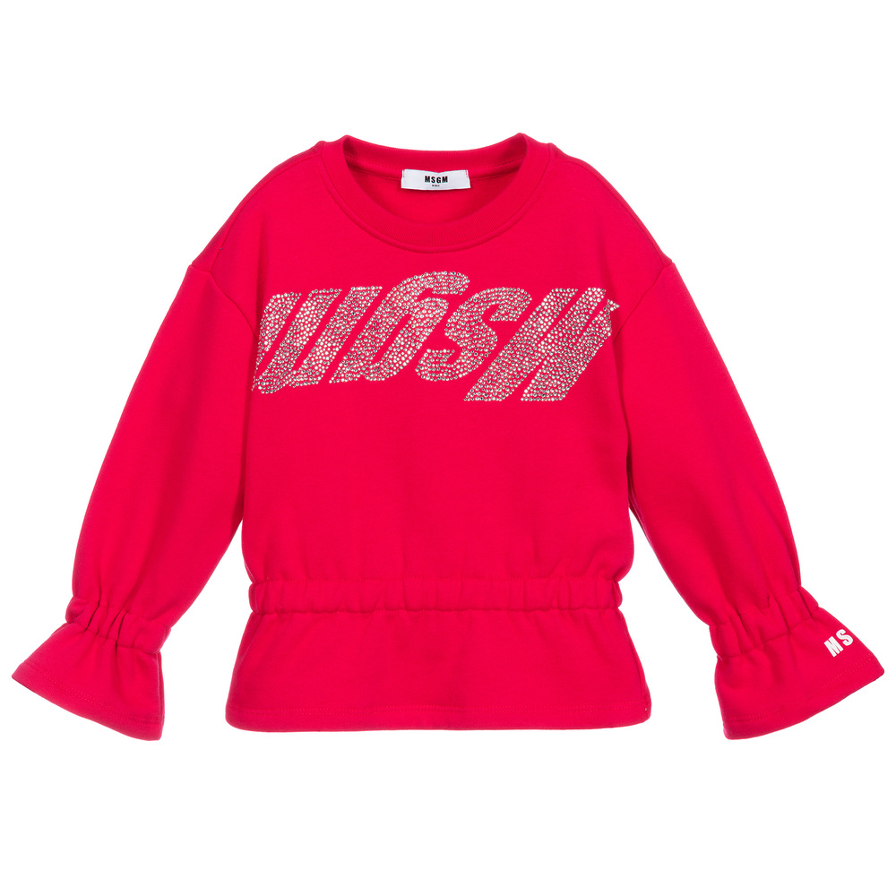 MSGM - Pink Cotton Logo Sweatshirt | Childrensalon