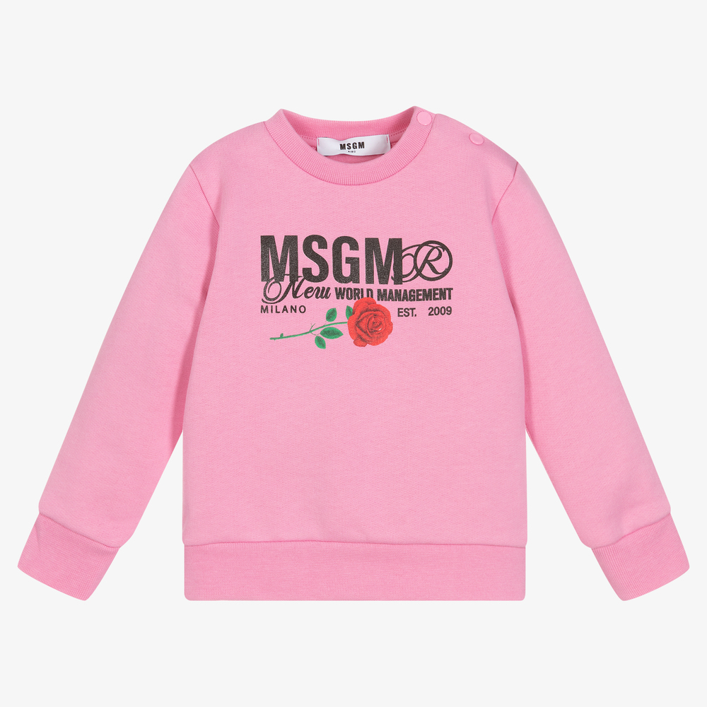 MSGM - سويتشيرت أطفال بناتي قطن لون زهري | Childrensalon