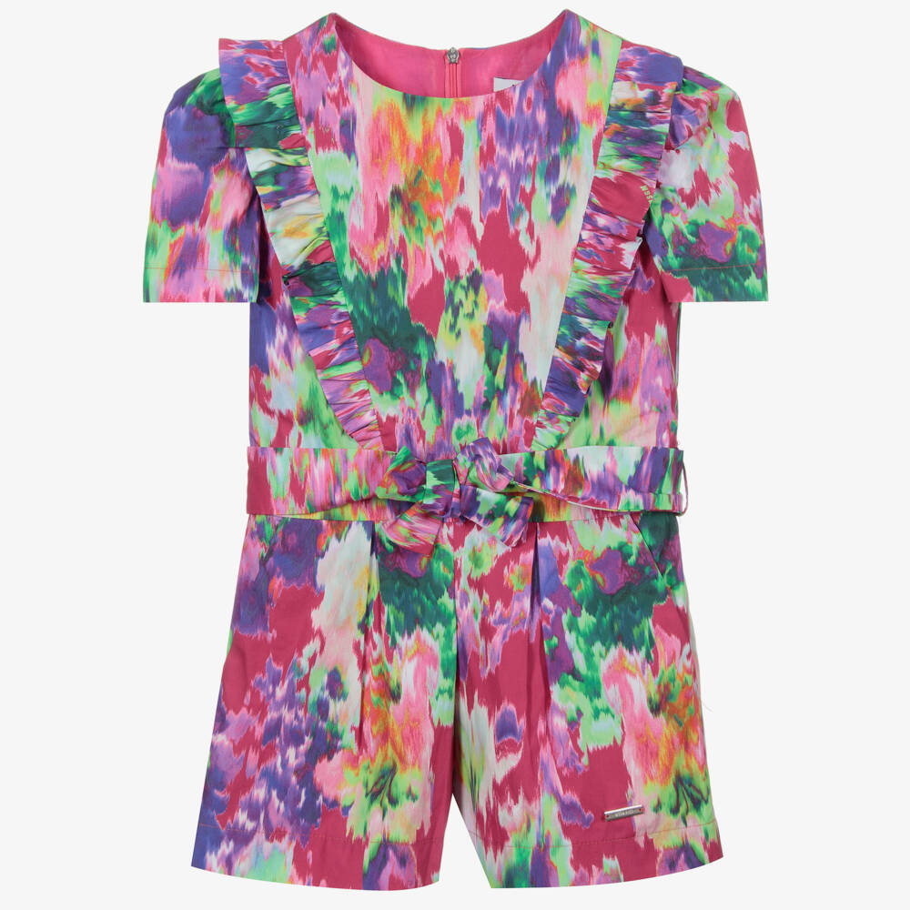 MSGM-بلاي سوت قطن بوبلين لون زهري بطبعة ورود | Childrensalon Outlet