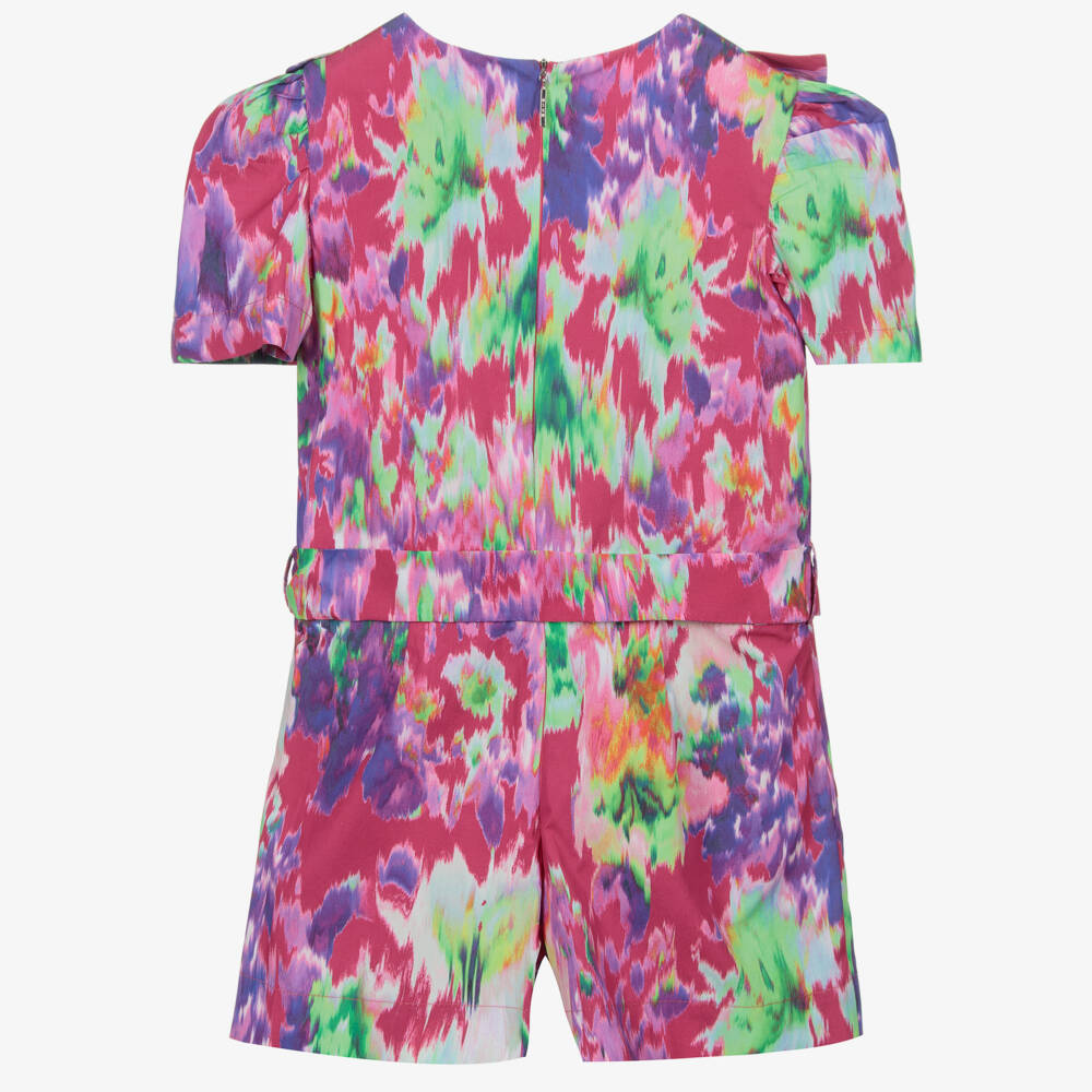 MSGM-بلاي سوت قطن بوبلين لون زهري بطبعة ورود | Childrensalon Outlet