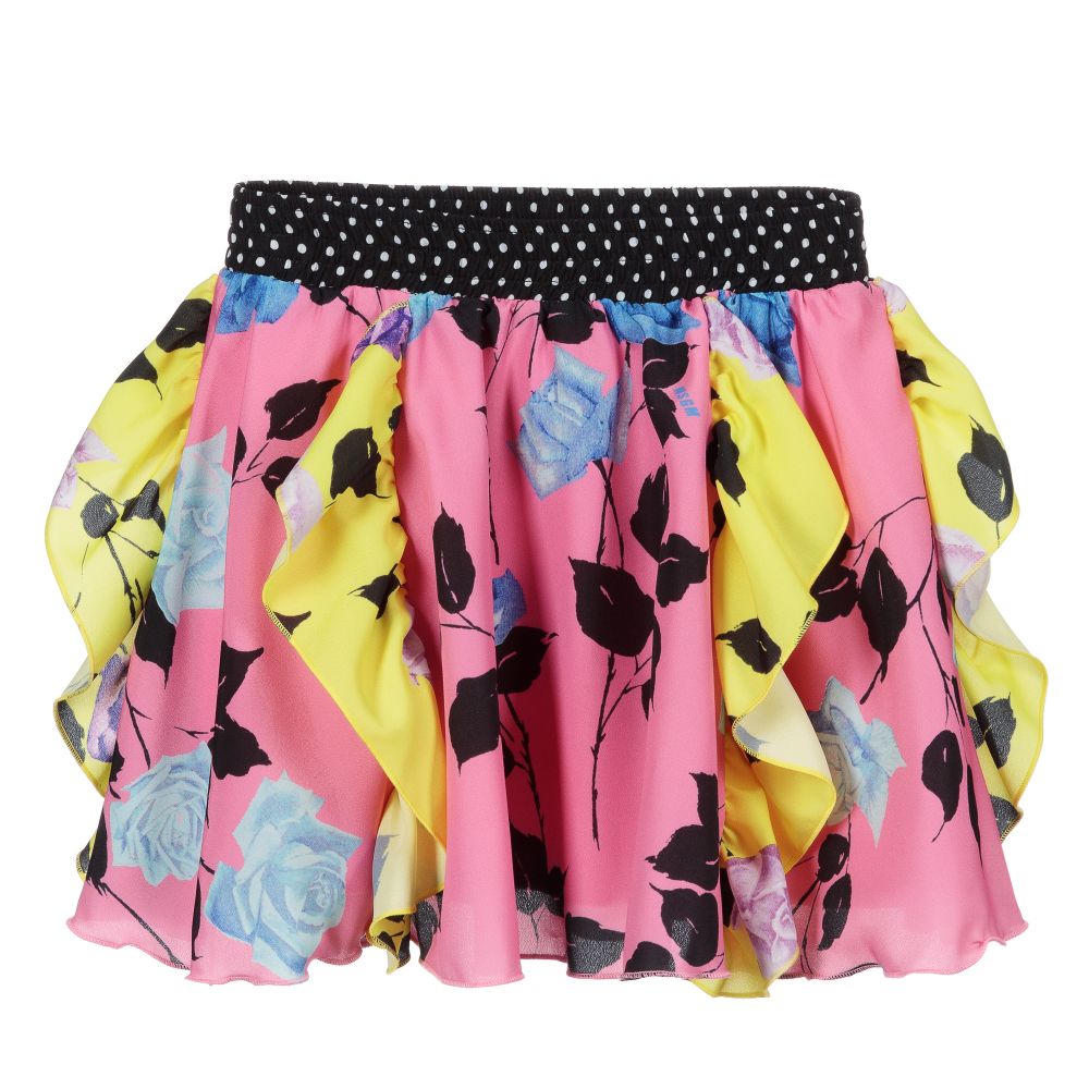 MSGM - Pink Floral Printed Skirt | Childrensalon