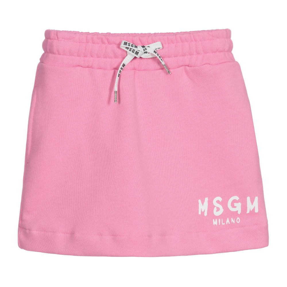 MSGM - Pink Jersey Logo Skirt | Childrensalon