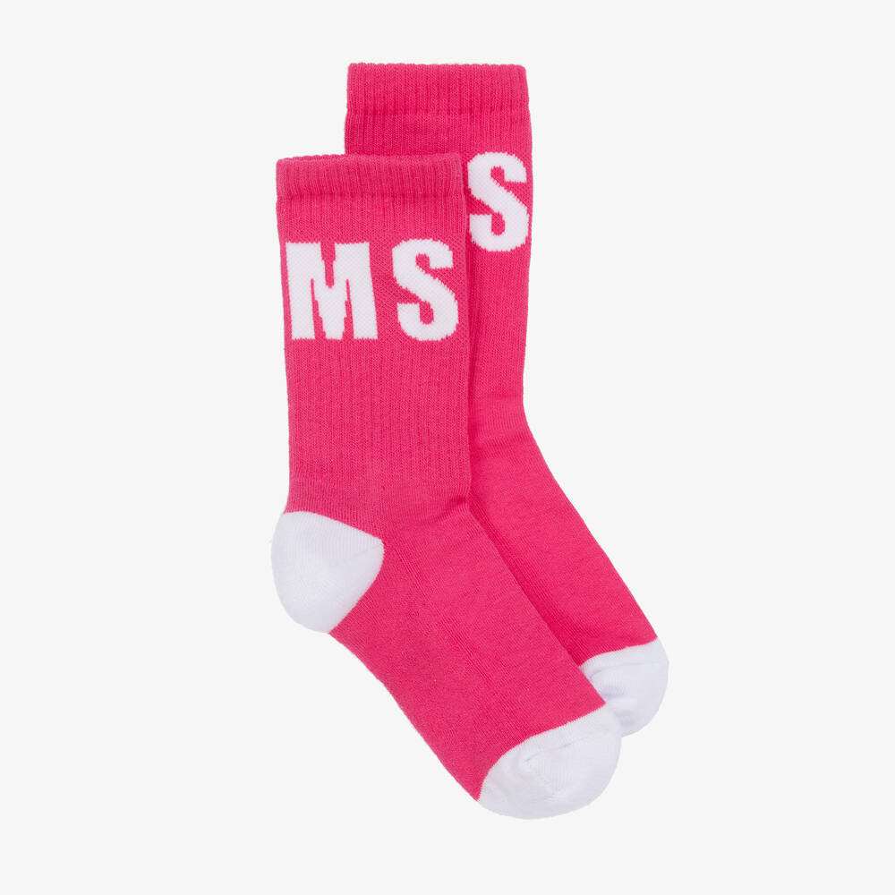 MSGM-Pink & White Cotton Ankle Socks | Childrensalon Outlet