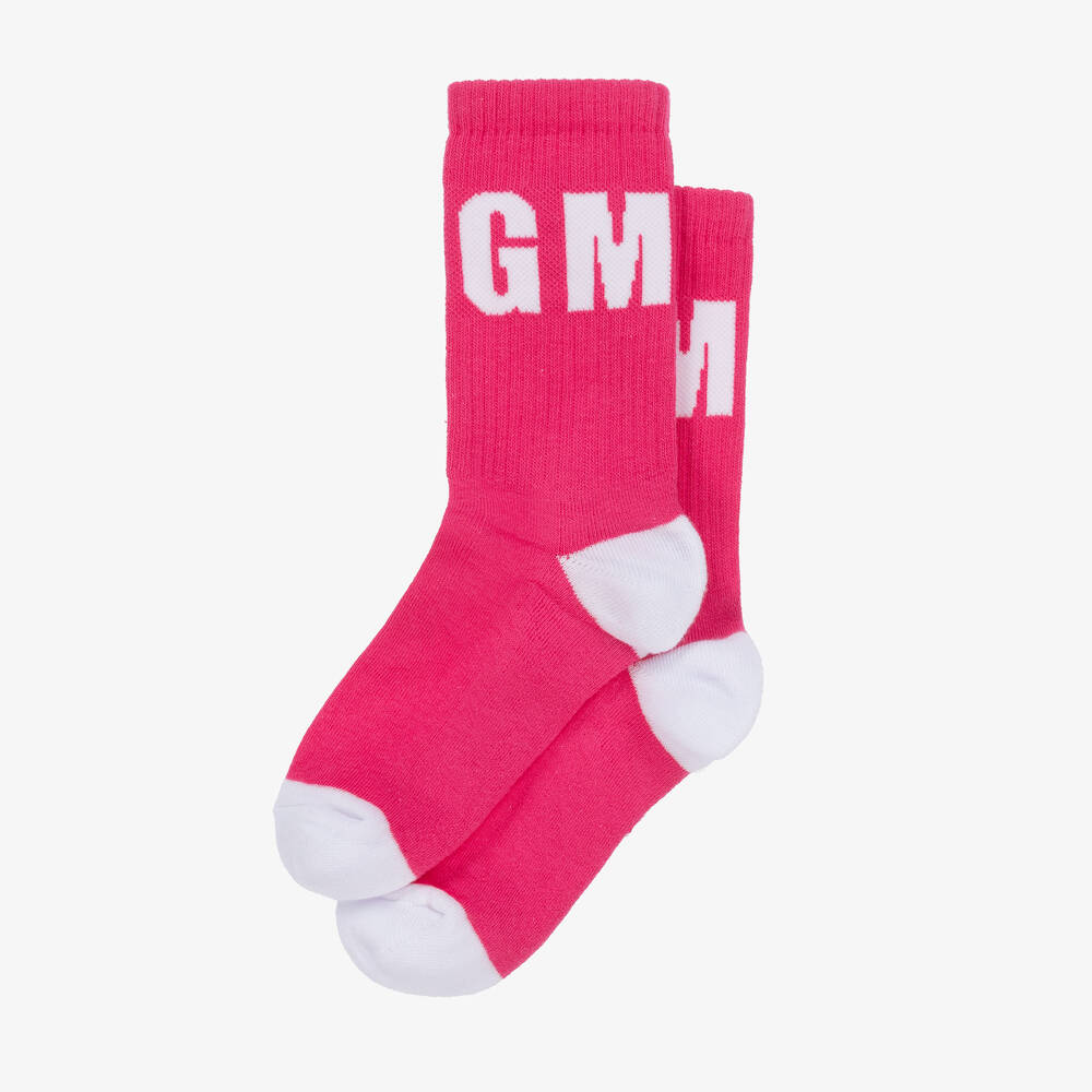 إم إس جي إم-جوارب للكاحل مزيج قطن لون أبيض وزهري للبنات | Childrensalon Outlet