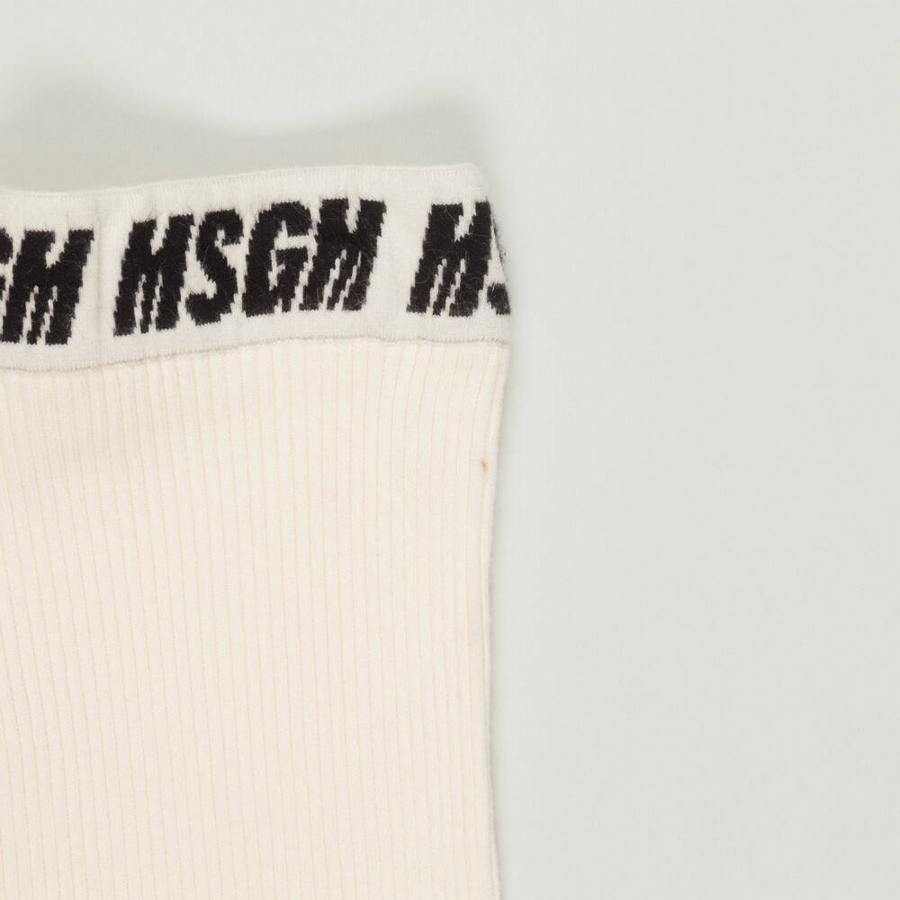 MSGM-Preloved Girls Ivory Ribbed Knit Trousers (14 years) | Childrensalon Outlet