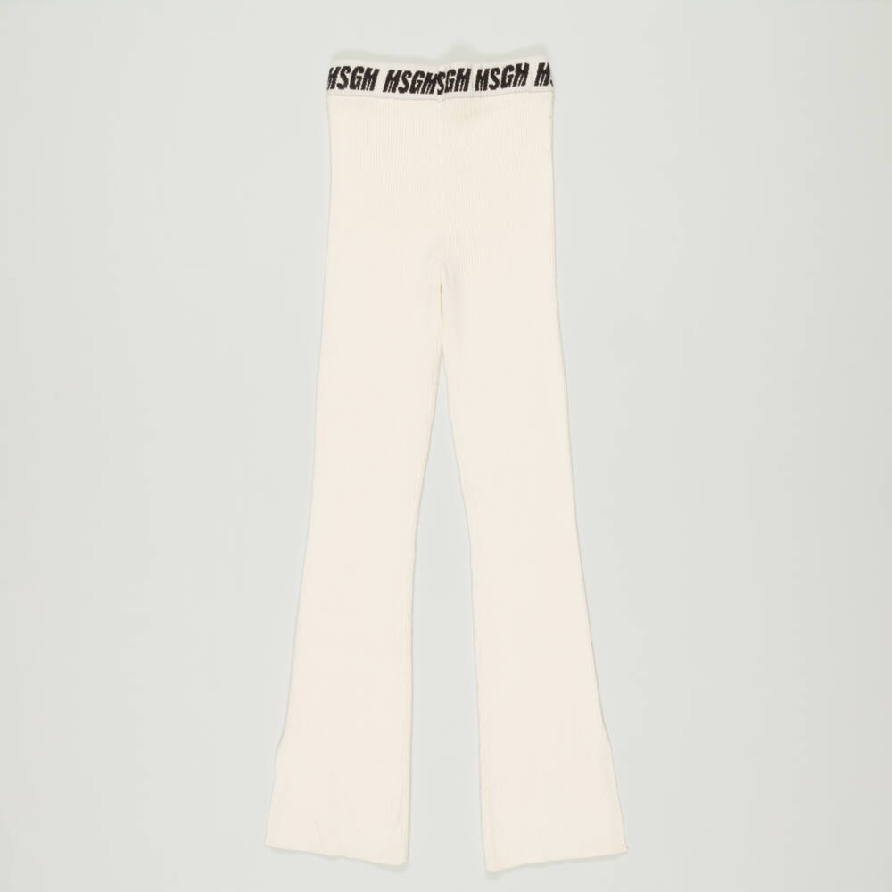MSGM-Preloved Girls Ivory Ribbed Knit Trousers (14 years) | Childrensalon Outlet