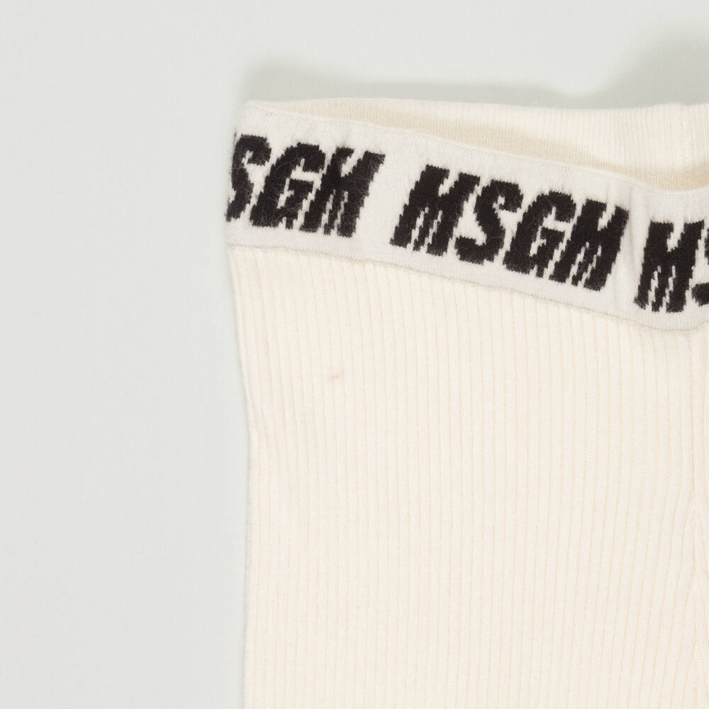 MSGM-Preloved Girls Ivory Ribbed Knit Trousers (14 years) | Childrensalon Outlet