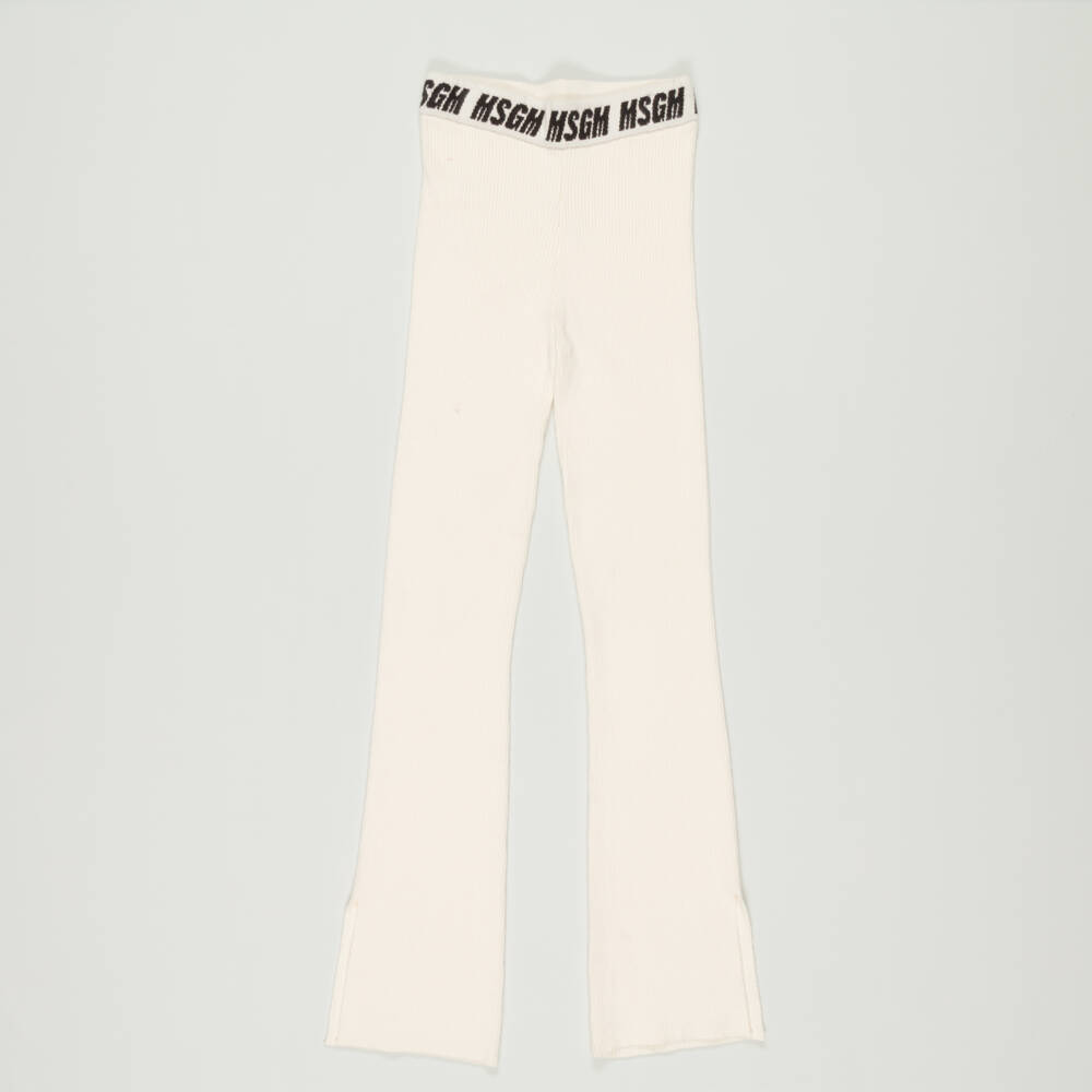 MSGM-Preloved Girls Ivory Ribbed Knit Trousers (14 years) | Childrensalon Outlet