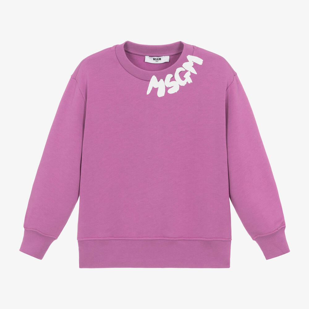 MSGM - Purple Cotton Jersey Sweatshirt | Childrensalon