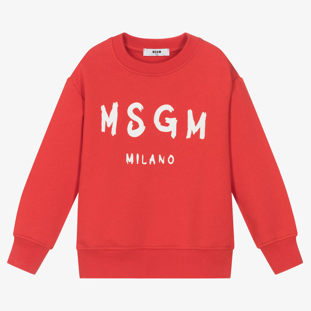 MSGM - Sweat-shirt jersey de coton rouge | Childrensalon