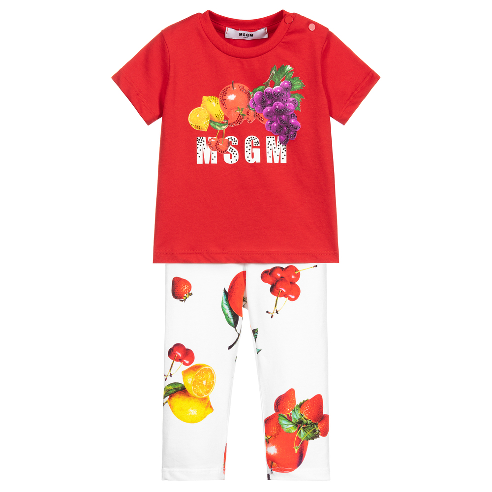 MSGM - Red & White Leggings Set | Childrensalon