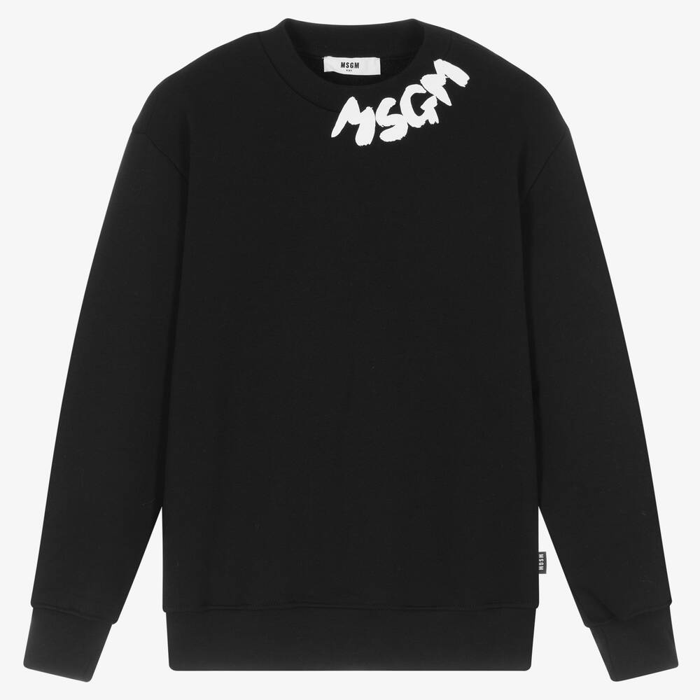 MSGM - Teen Black Cotton Jersey Sweatshirt | Childrensalon