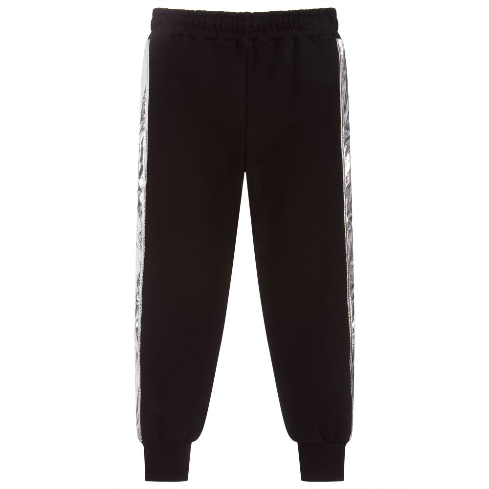 MSGM-Teen Black & Gold Logo Joggers | Childrensalon Outlet