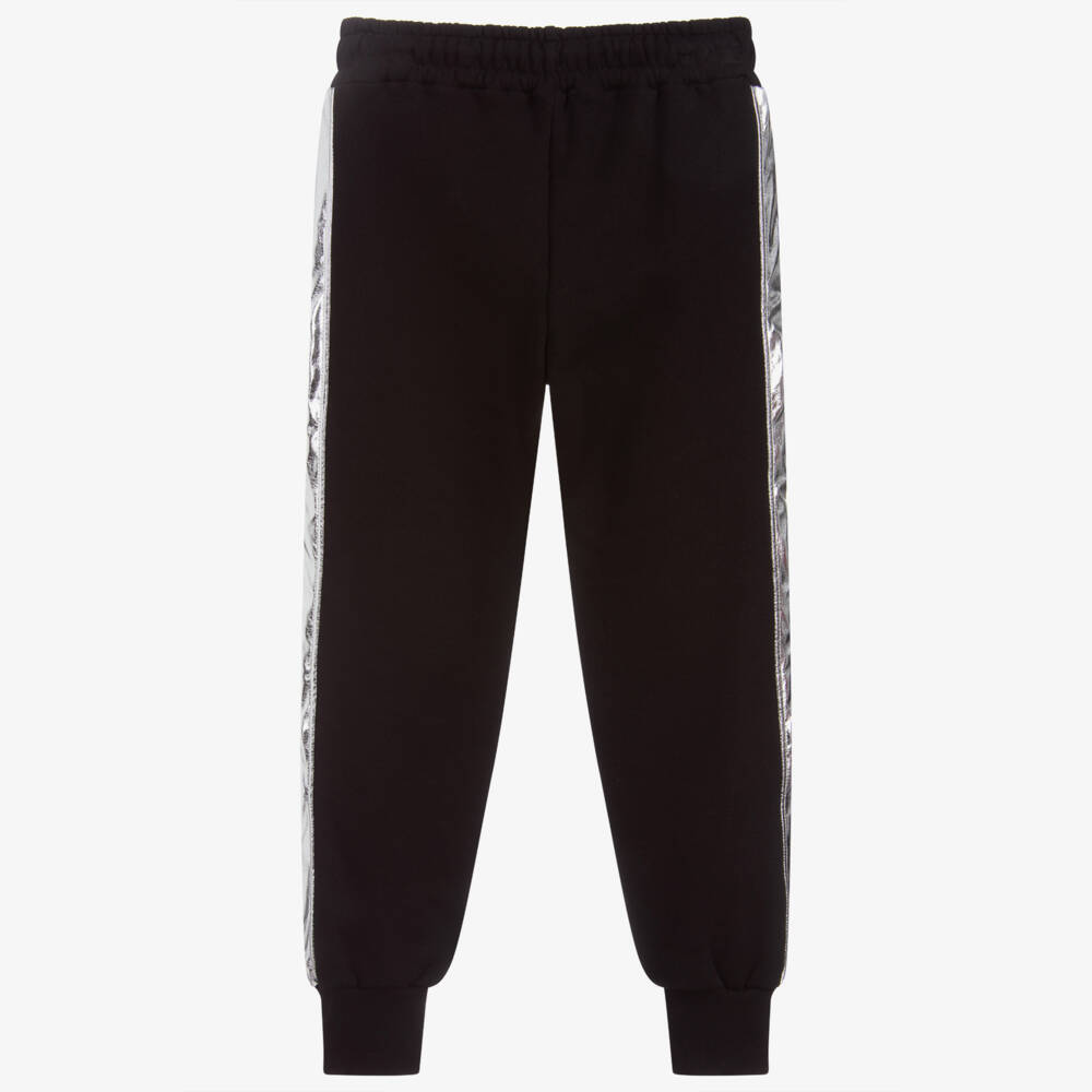 MSGM-Teen Black & Gold Logo Joggers | Childrensalon Outlet