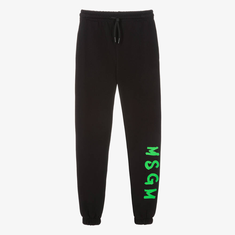 MSGM-Teen Black & Green Cotton Joggers | Childrensalon Outlet