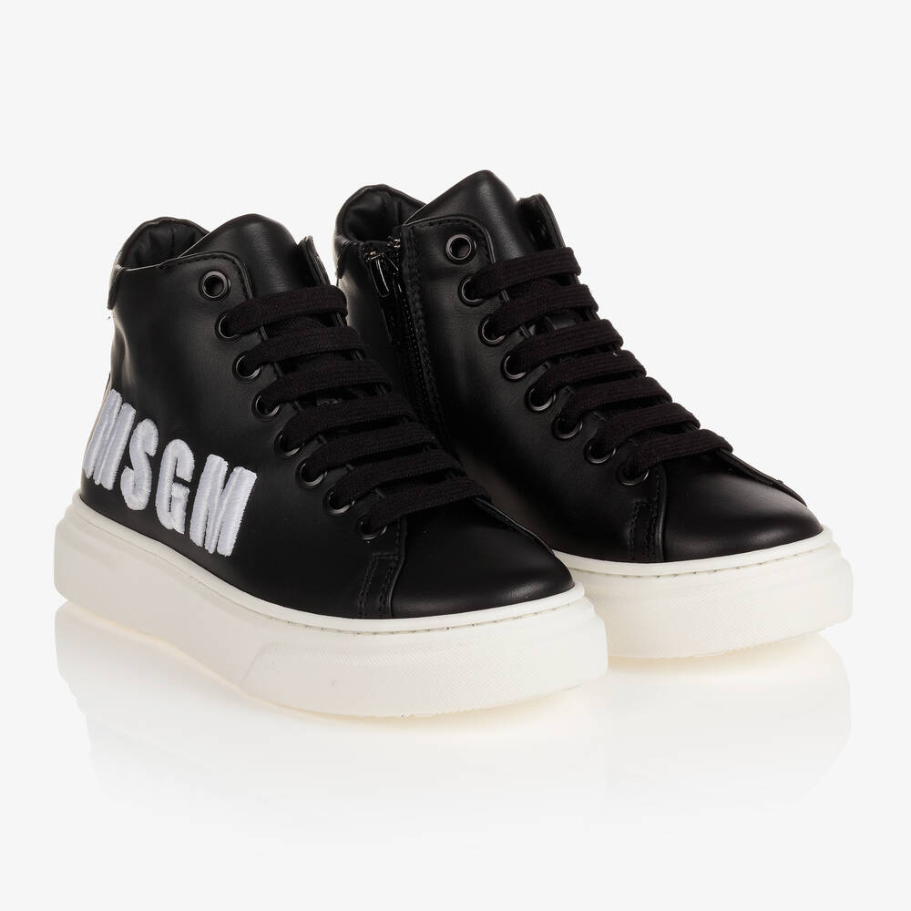 MSGM - Teen Black High-Top Trainers | Childrensalon