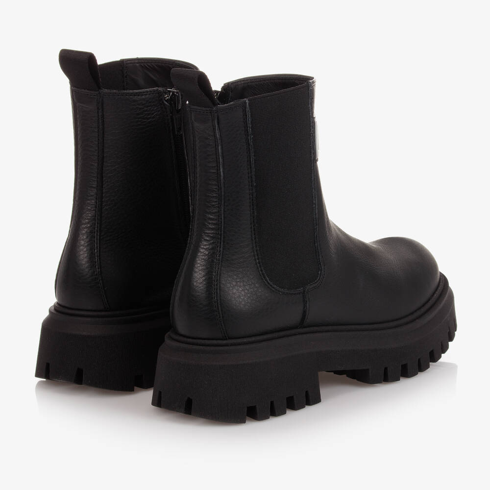 MSGM-Teen Black Leather Ankle Boots | Childrensalon Outlet