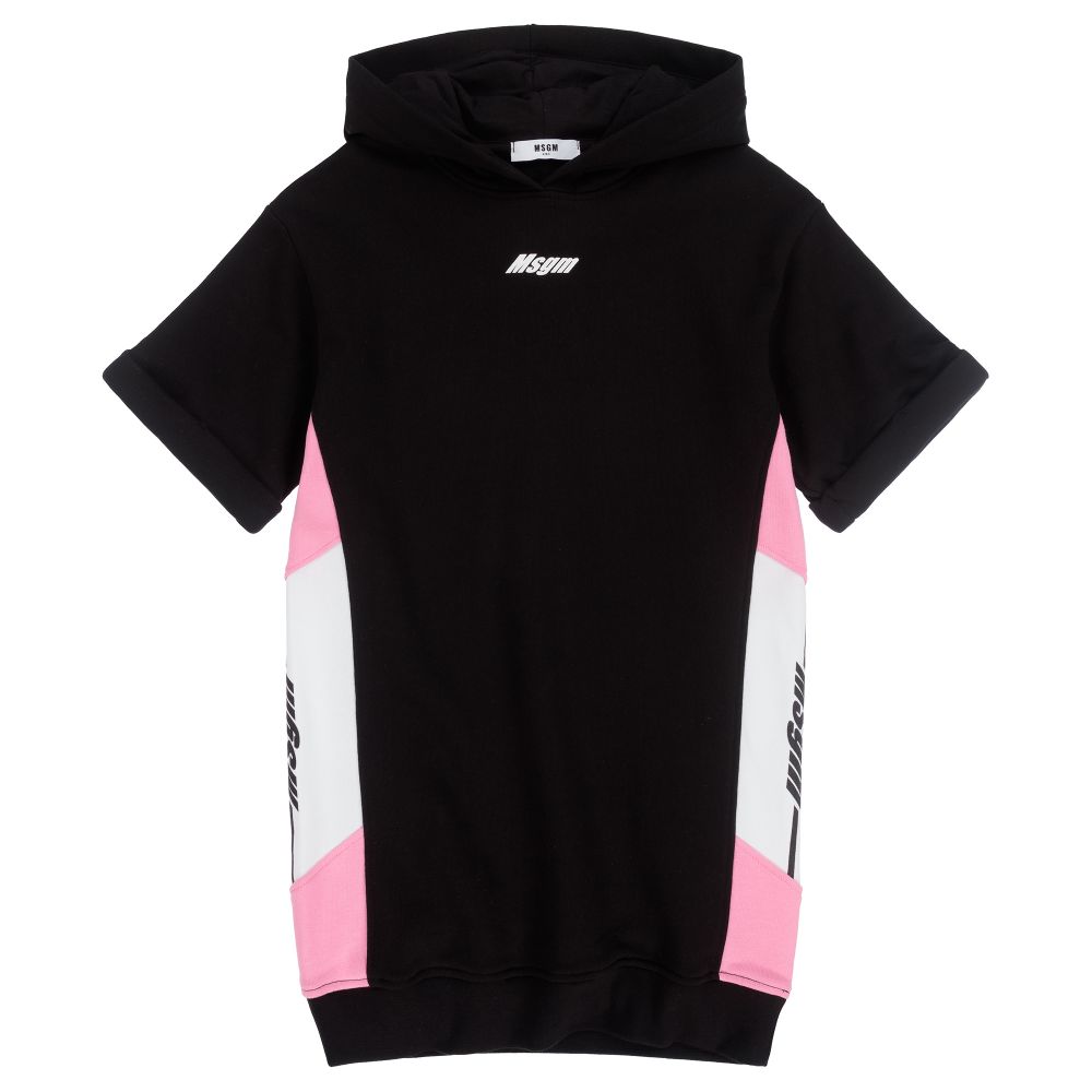 MSGM-Teen Black Logo Hoodie Dress | Childrensalon Outlet