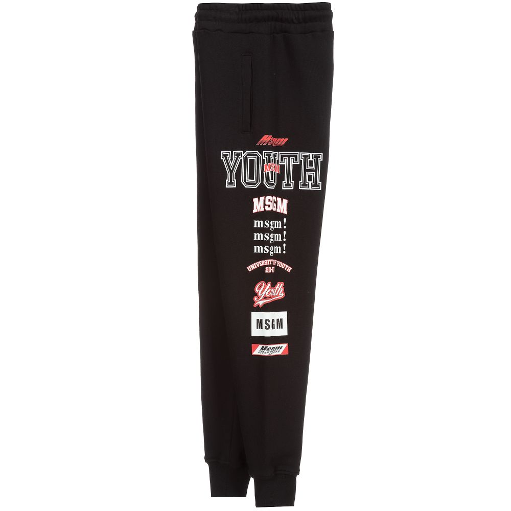 MSGM-Teen Black Logo Joggers | Childrensalon Outlet