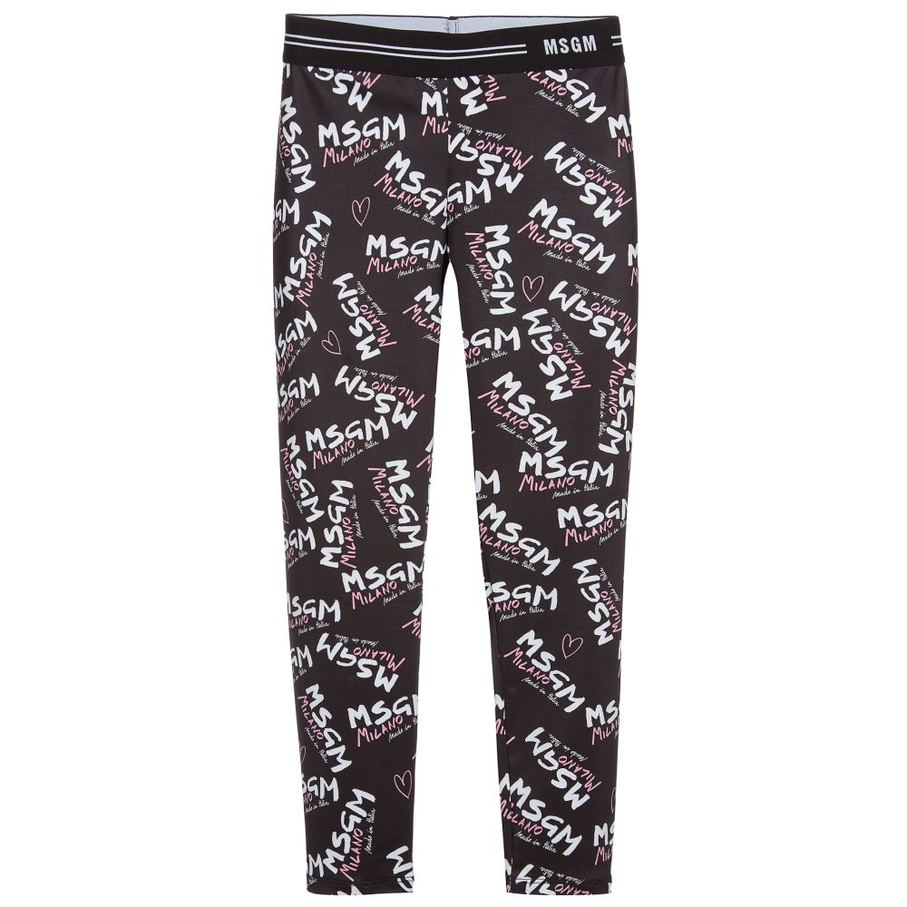 MSGM - Schwarze Teen Leggings mit Logo | Childrensalon