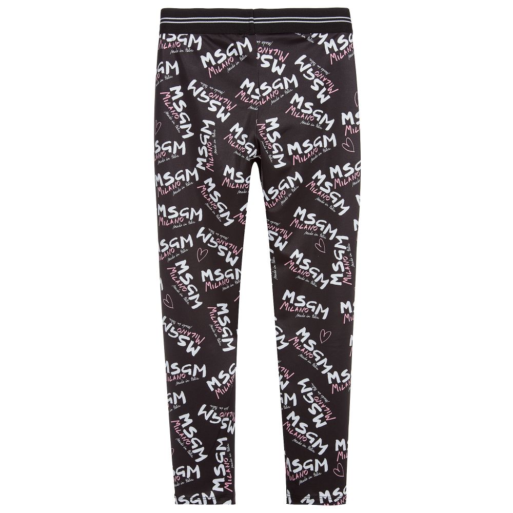 MSGM-Teen Black Logo Leggings | Childrensalon Outlet