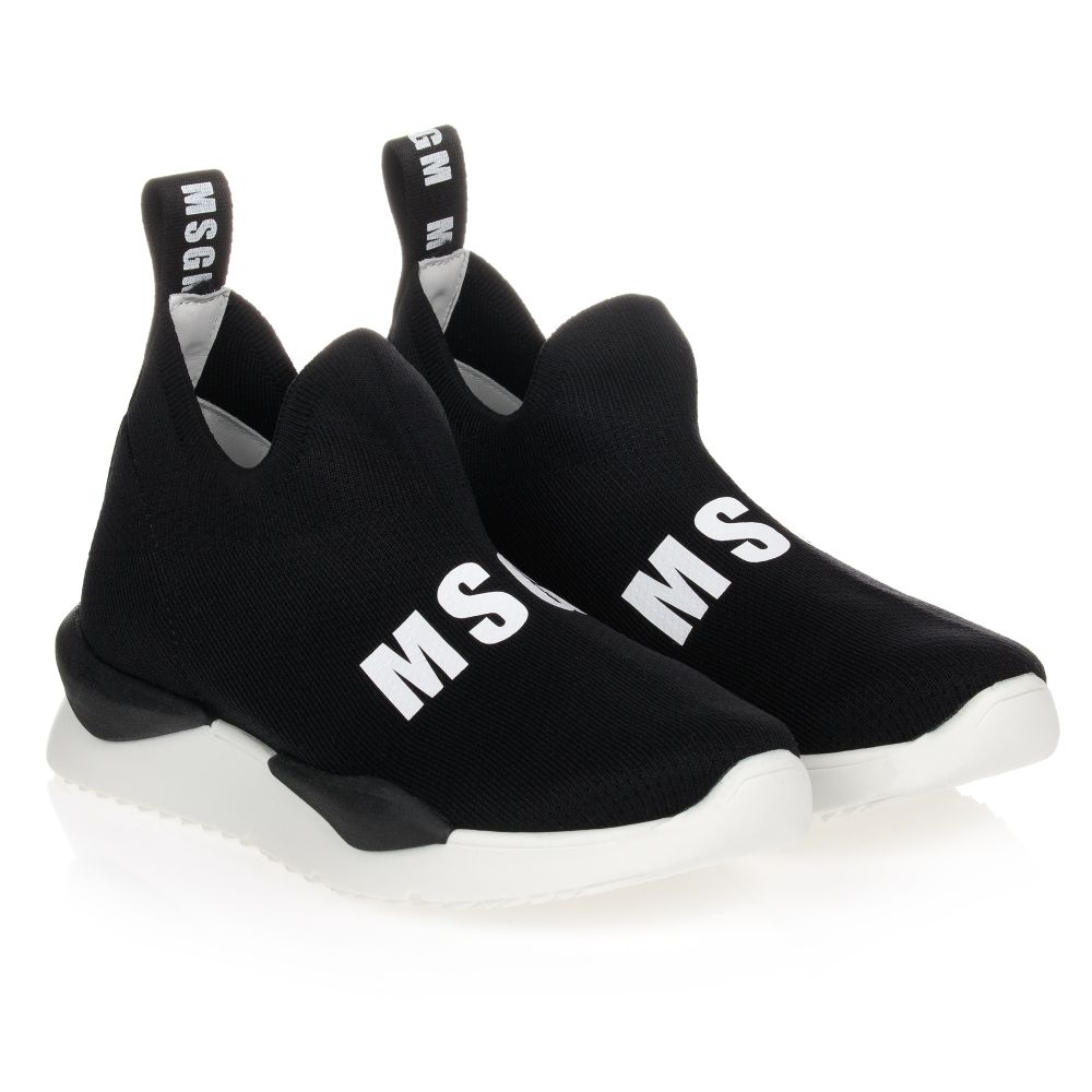 MSGM - Teen Black Logo Sock Trainers | Childrensalon