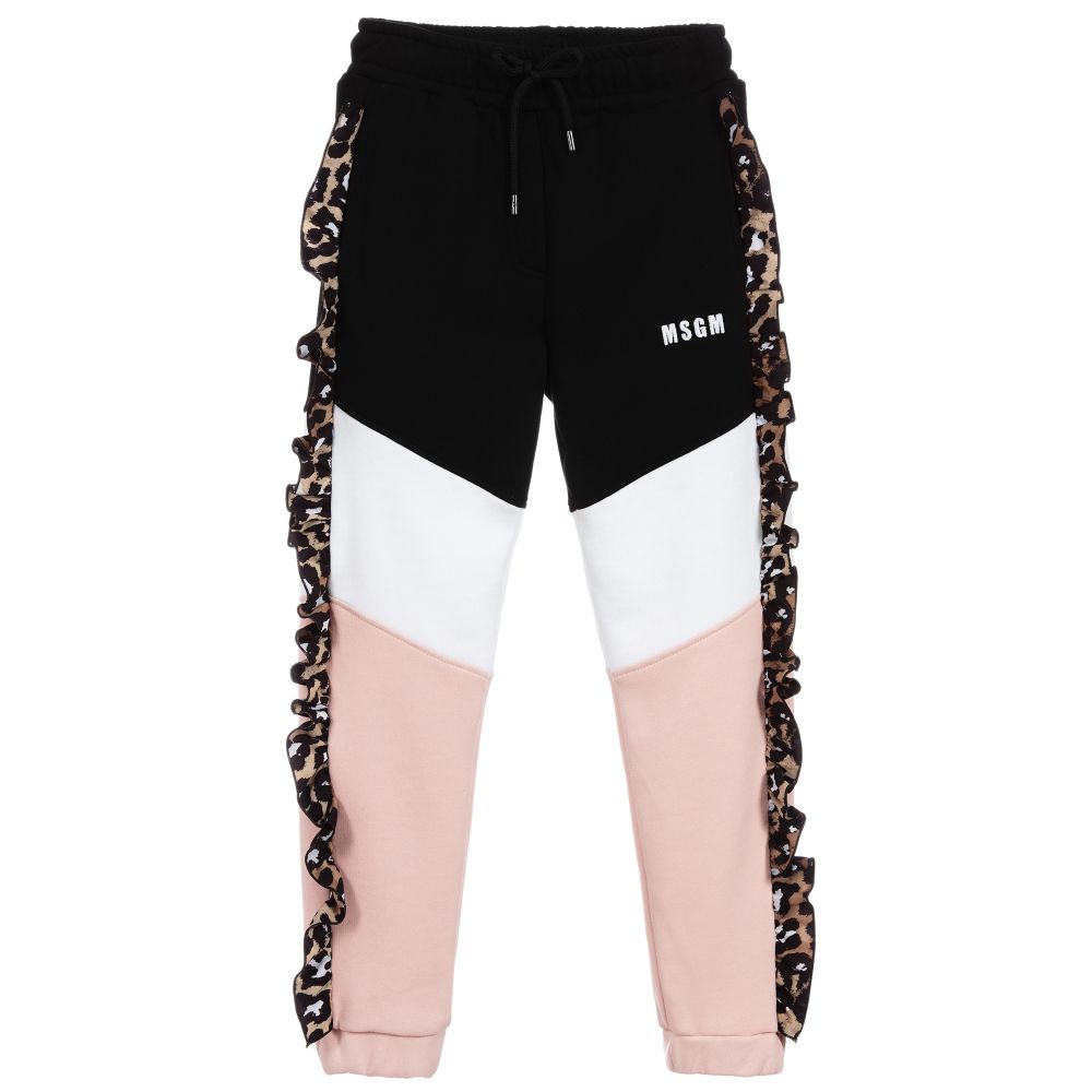 Black joggers with pink stripe sale