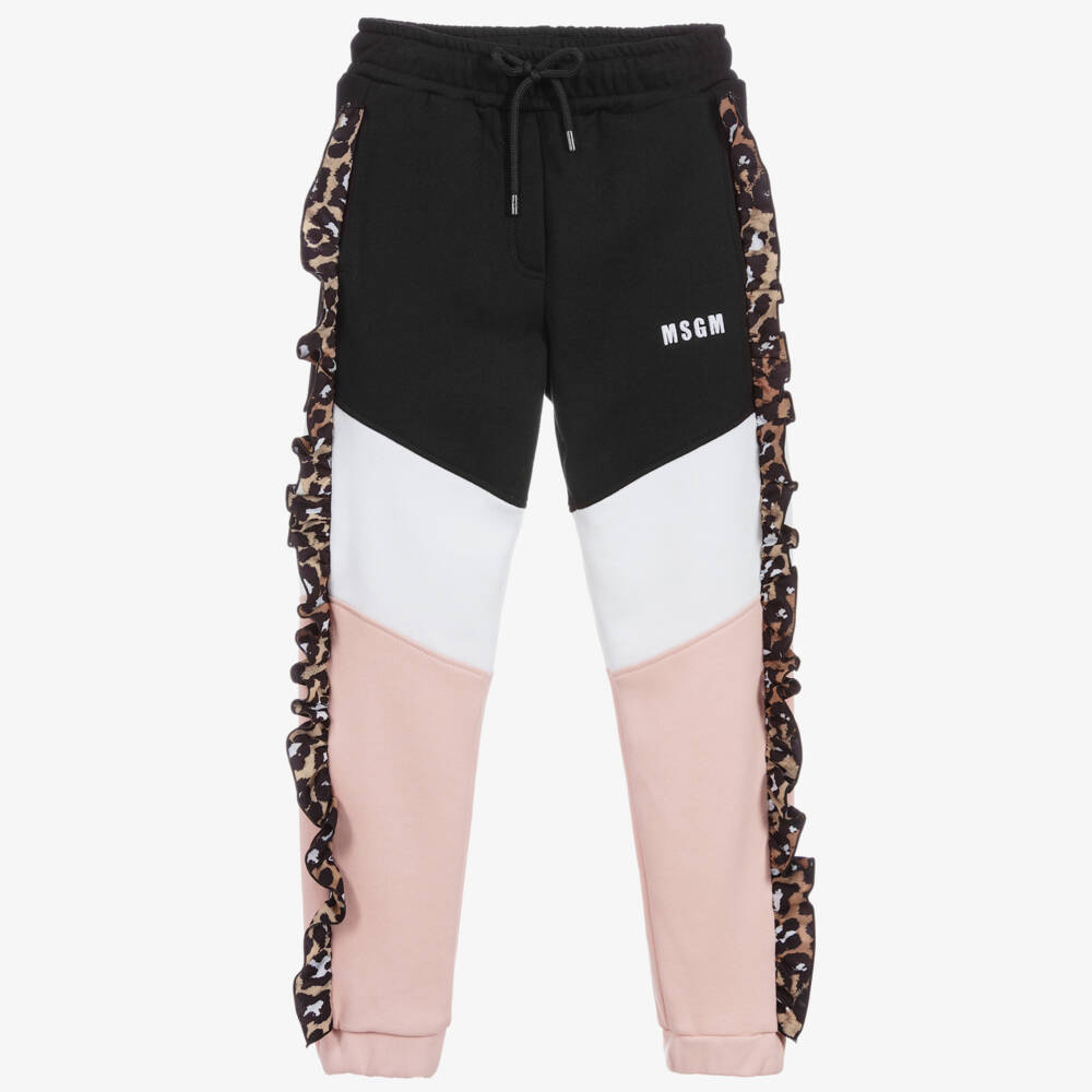 MSGM-Teen Black & Pink Logo Joggers | Childrensalon Outlet