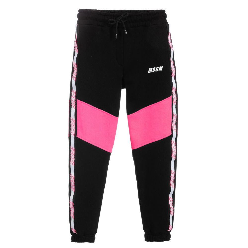 MSGM - Teen Black & Pink Logo Joggers | Childrensalon