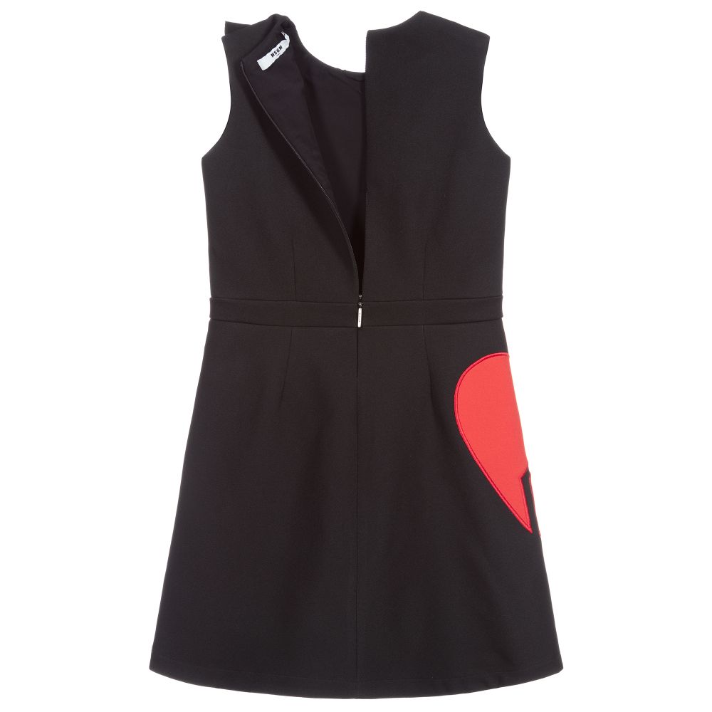 MSGM Teen Black Red Heart Dress Childrensalon Outlet