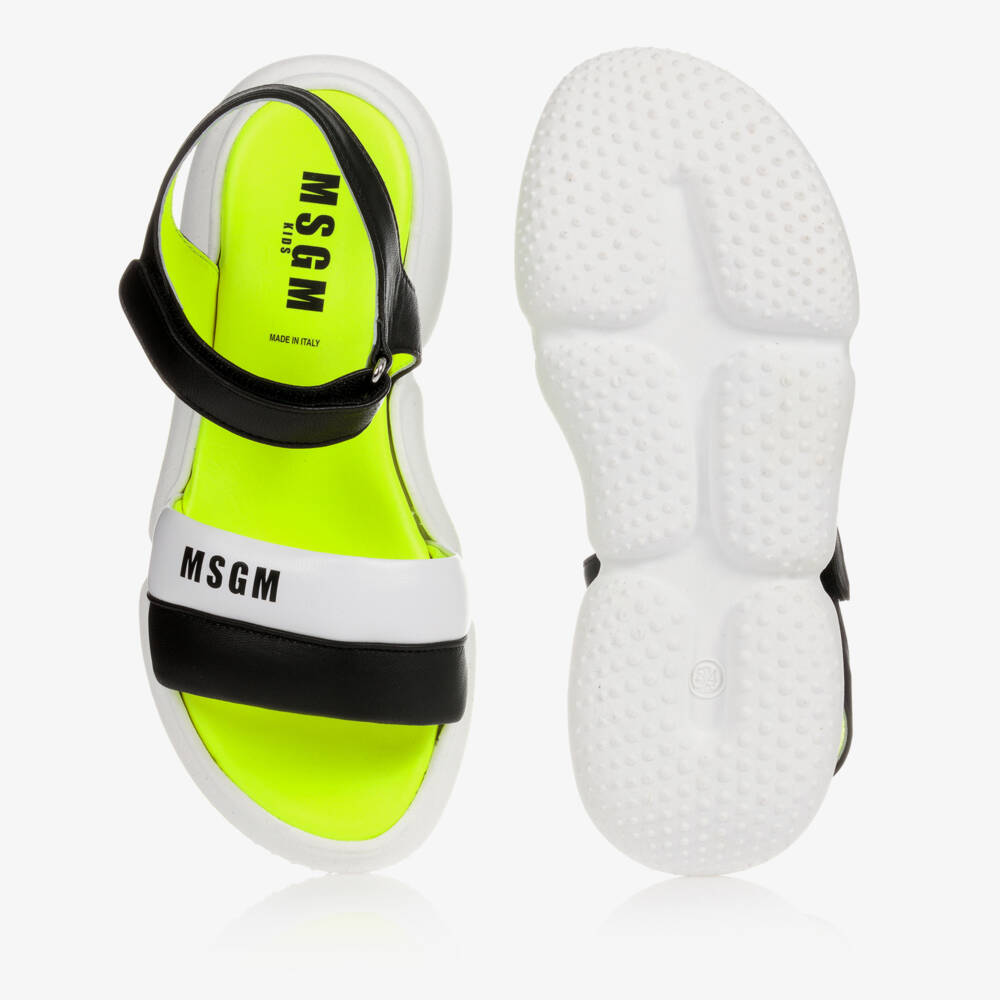 MSGM-Teen Black & White Sandals | Childrensalon Outlet