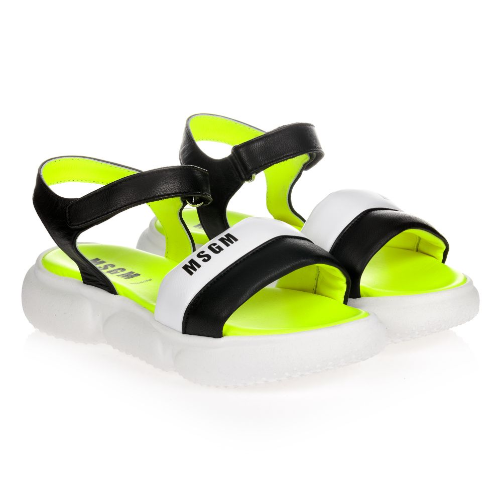 MSGM - Teen Black & White Sandals | Childrensalon