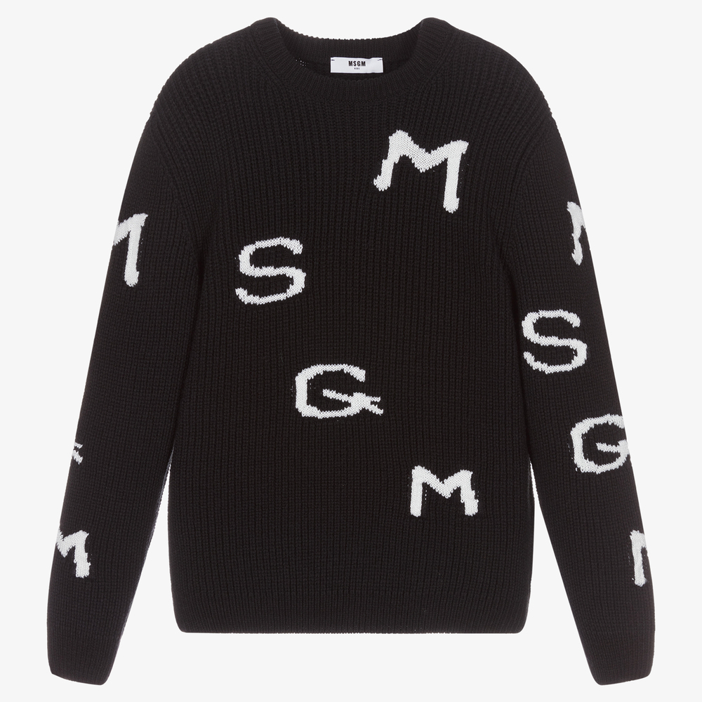 MSGM - Pull noir en laine Ado | Childrensalon