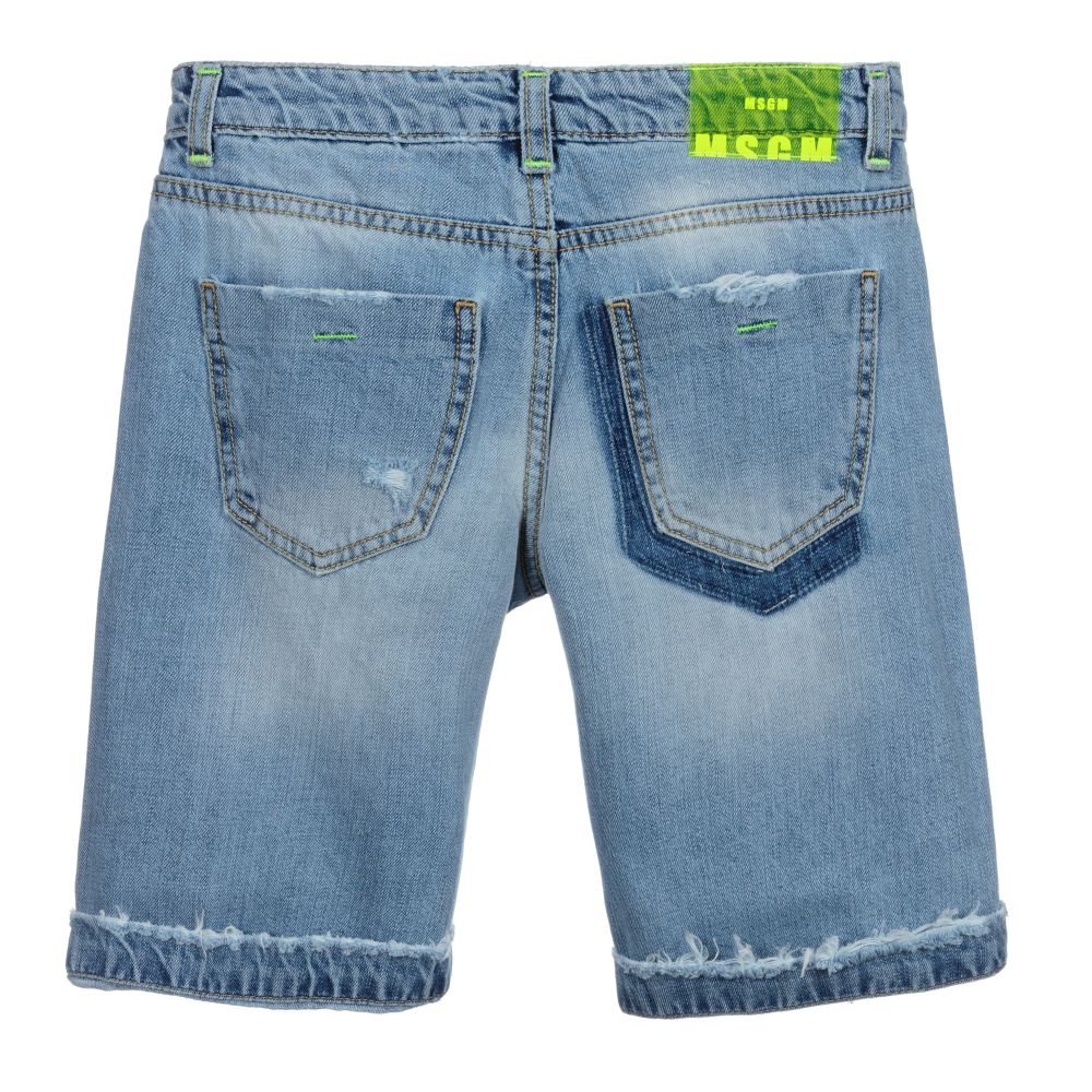 MSGM-شورت قطن دنيم لون أزرق | Childrensalon Outlet