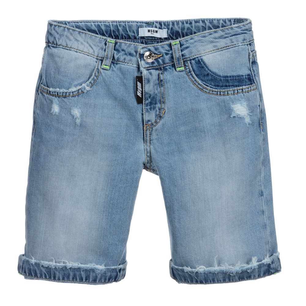 MSGM - Синие джинсовые шорты с логотипом для подростков | Childrensalon
