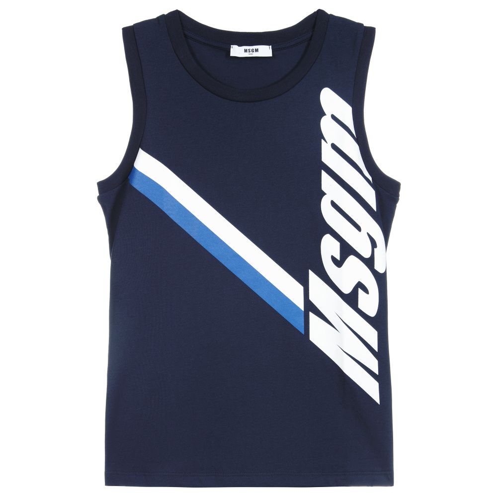 MSGM - Teen Blue Logo Vest Top | Childrensalon
