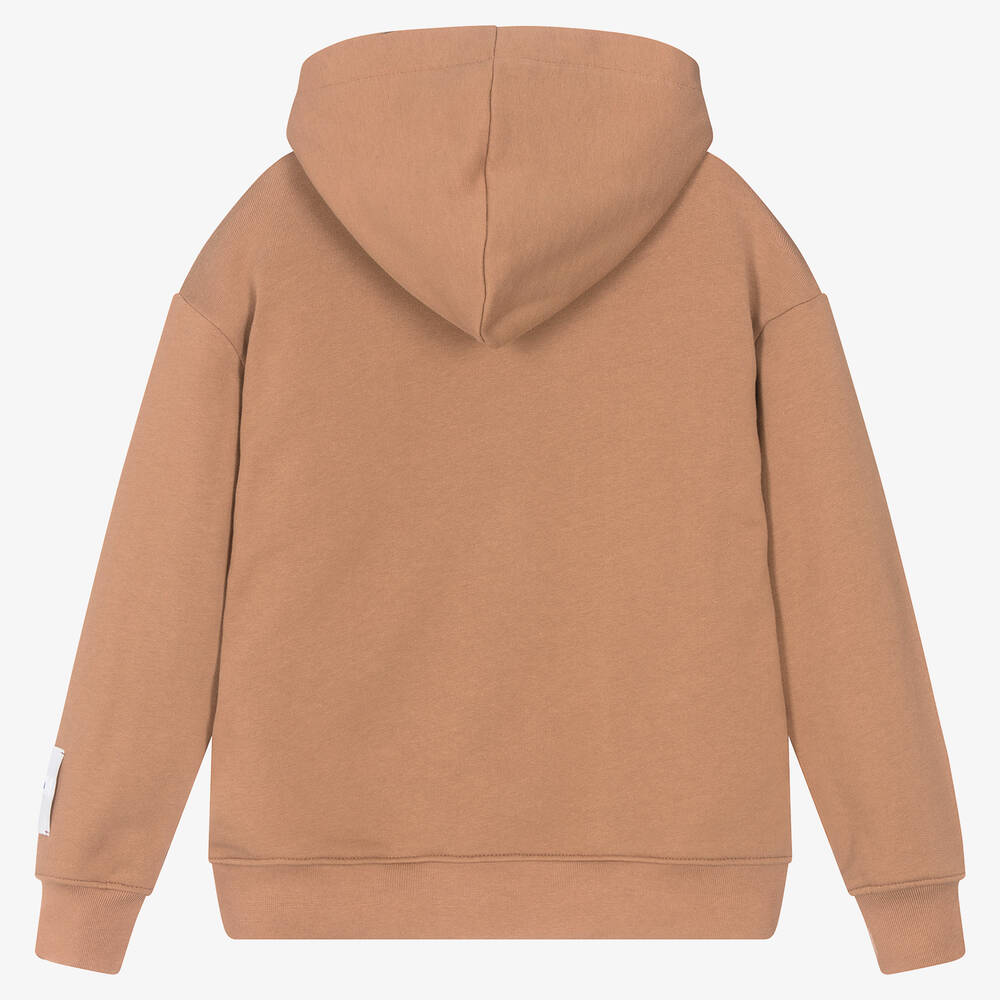 MSGM Sweat capuche beige en coton ado gar on