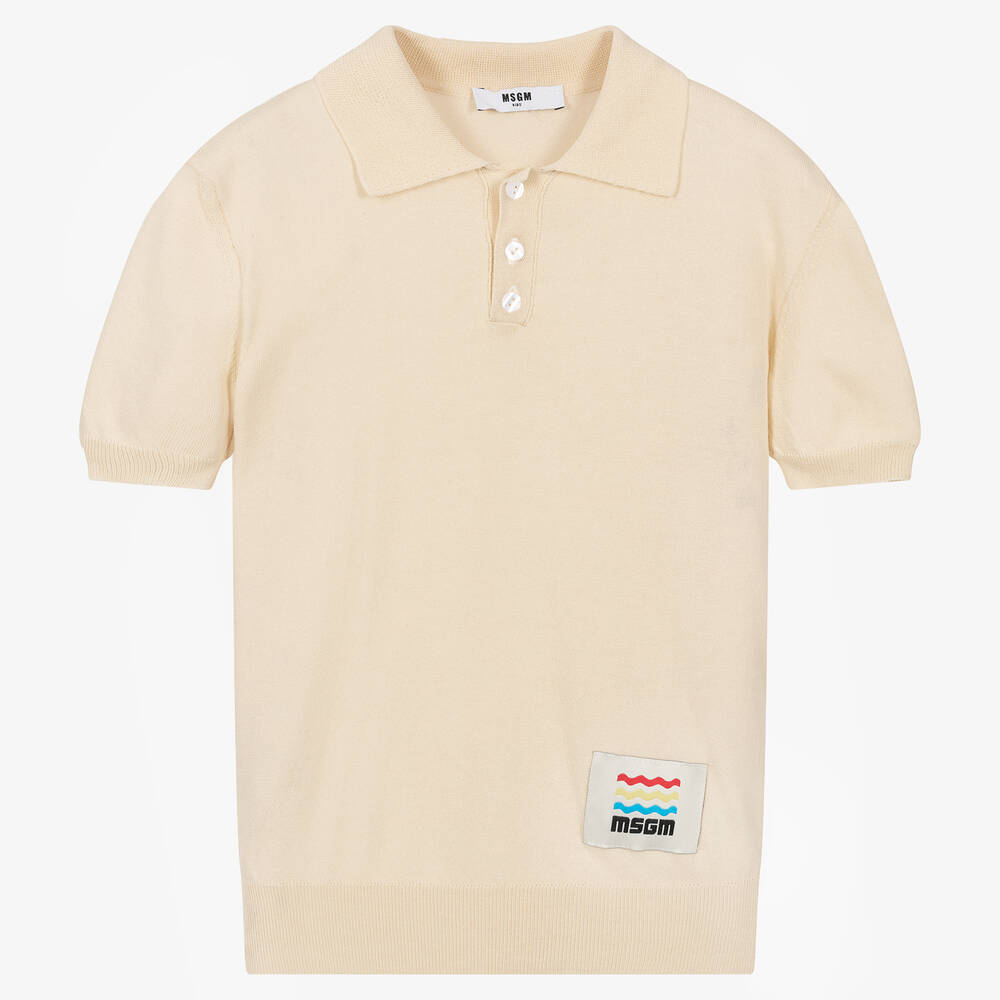 MSGM - Polo beige en maille ado garçon | Childrensalon