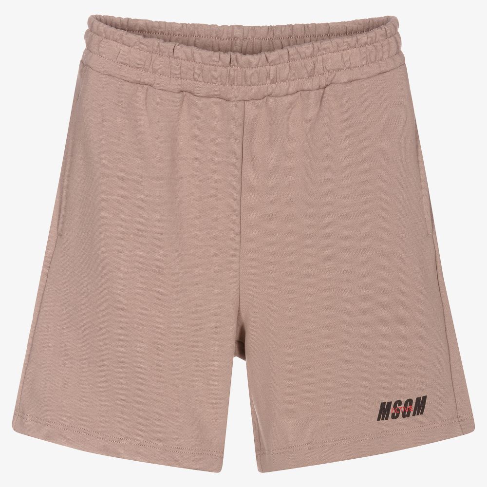 MSGM-Teen Boys Beige Logo Shorts | Childrensalon Outlet