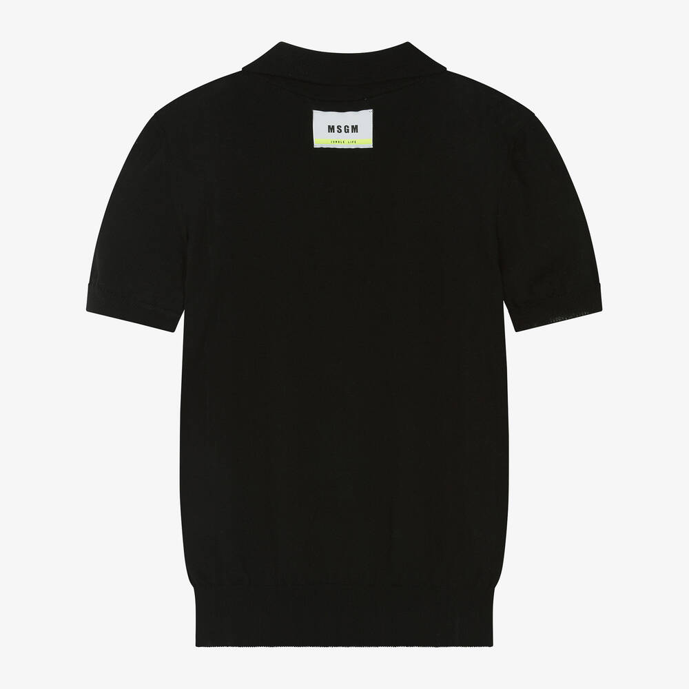 MSGM-Teen Boys Black Cotton Knit Polo Shirt | Childrensalon Outlet