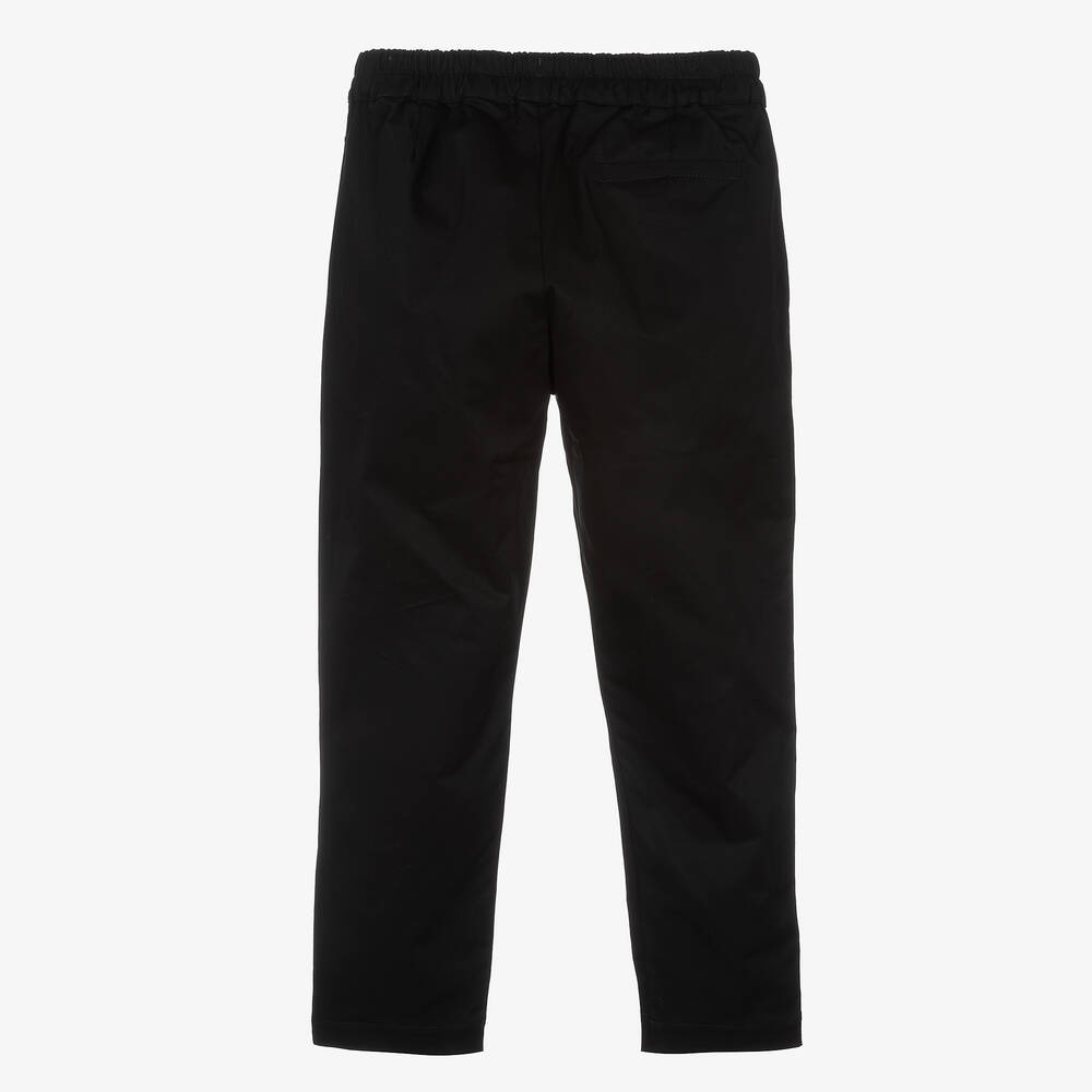 MSGM-Teen Boys Black Cotton Logo Trousers  | Childrensalon Outlet