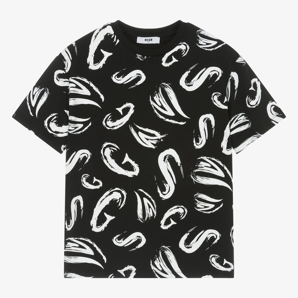 MSGM-Teen Boys Black Cotton T-Shirt | Childrensalon Outlet